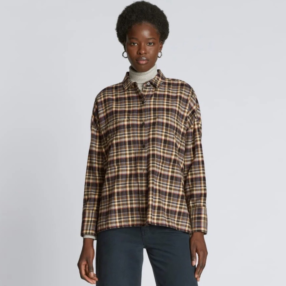 Everlane Brown Plaid Button-Down Shirt